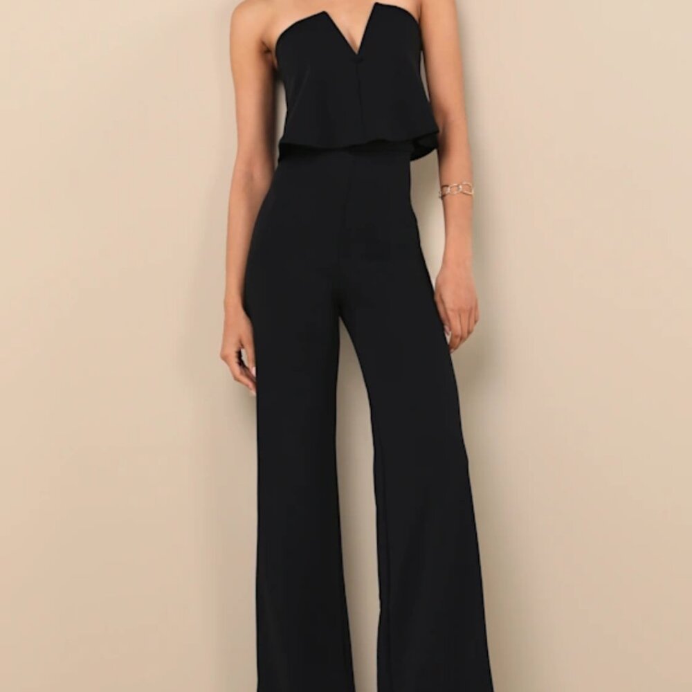 Lulus Black Strapless Jumpsuit